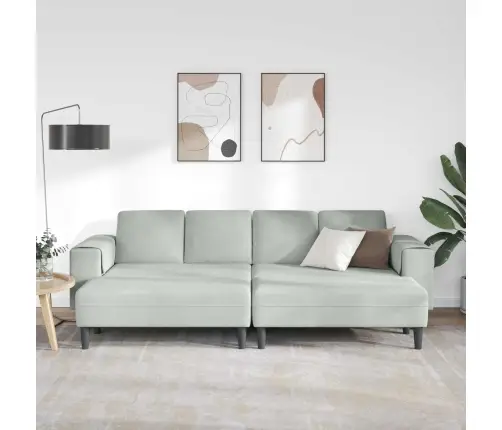 Dīvānu Komplekts 3 Pcs Gaiši Pelēka Samts