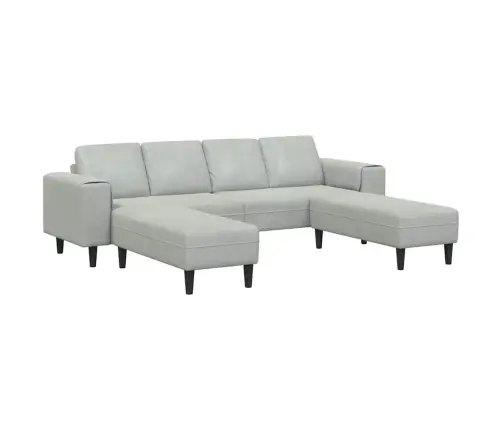 Dīvānu Komplekts 3 Pcs Gaiši Pelēka Samts