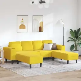 Dīvānu Komplekts Dzeltena Samts Vidaxl