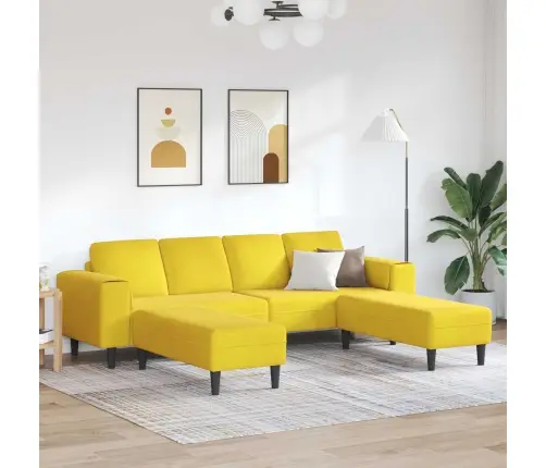 Dīvānu Komplekts 3 Pcs Dzeltena Samts