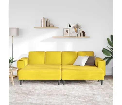 Dīvānu Komplekts 3 Pcs Dzeltena Samts