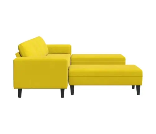 Dīvānu Komplekts 3 Pcs Dzeltena Samts