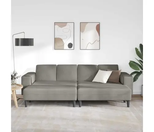 Auduma Dīvāns Ar Spilvenu Gaiši Pelēks Korduroja Audums