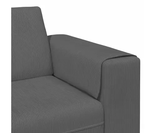 Auduma Dīvāns Ar Spilvenu Tumši Pelēks Korduroja Audums