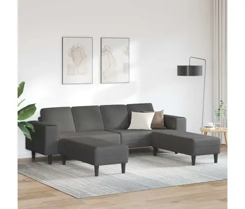 Auduma Dīvāns Ar Spilvenu Tumši Pelēks Korduroja Audums