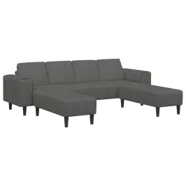 Sofa Tamsiai Pilka 250 X 188 X 76 Cm Kordūrinis Audinys