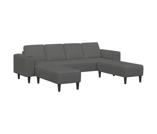 Sofa Tamsiai Pilka 250 X 188 X 76 Cm Kordūrinis Audinys