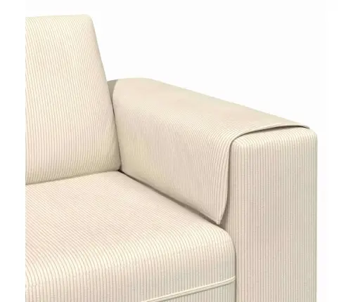 Audinio Sofa Su Pagalve Kreminė 208 Cm Kordūrinė Medžiaga