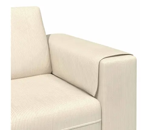 Auduma Dīvāns Ar Spilvenu Krēmkrāsa 208 Cm Korduroja Audums