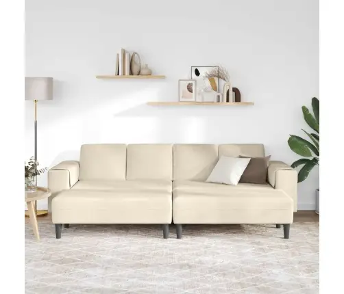 Auduma Dīvāns Ar Spilvenu Krēmkrāsa 208 Cm Korduroja Audums