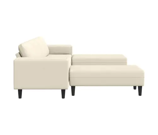 Audinio Sofa Su Pagalve Kreminė 208 Cm Kordūrinė Medžiaga