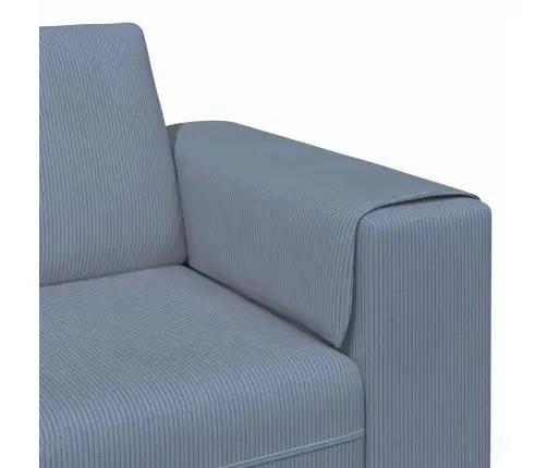 Audinio Sofa Su Pagalve Mėlyna Kordūrinė Medžiaga