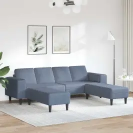 Audinio Sofa Su Pagalve Mėlyna Kordūrinė Medžiaga