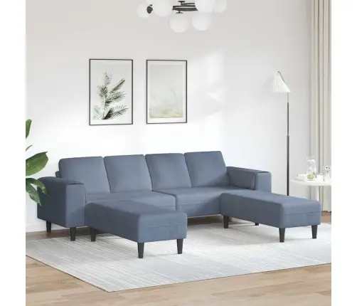 Audinio Sofa Su Pagalve Mėlyna Kordūrinė Medžiaga