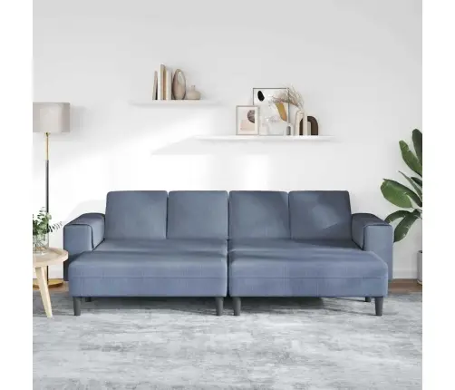 Audinio Sofa Su Pagalve Mėlyna Kordūrinė Medžiaga