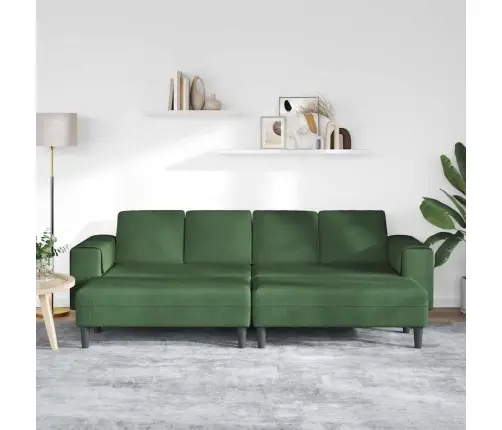 Auduma Dīvāns Ar Spilvenu Tumši Zaļš Korduroja Audums Auduma Dīvāns Ar Spilvenu Tumši Zaļš Korduroja Audums