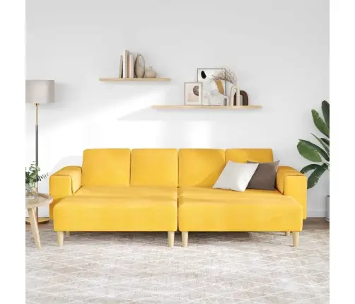 Auduma Dīvāns Gaiši Dzeltena Korduroja Audums