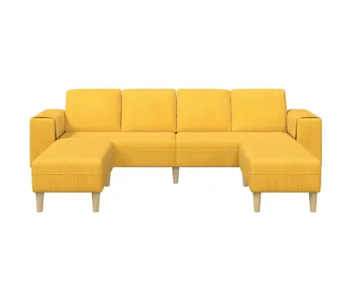 Auduma Dīvāns Gaiši Dzeltena Korduroja Audums