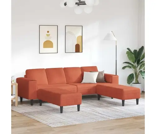 Auduma Dīvāns Ar Spilvenu Sarkans Oranžs 208 Cm Korduroja Audums