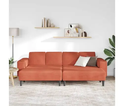 Sofa Raudona Oranžinė 250 X 188 X 76 Cm Kordūrinis Audinys