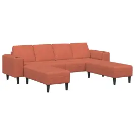 Sofa Raudona Oranžinė 250 X 188 X 76 Cm Kordūrinis Audinys