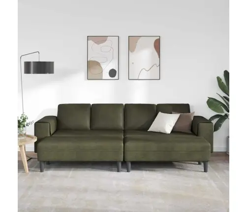Dīvānu Komplekts 3 Pcs Armijas Zaļa Mākslīga Zamša Āda