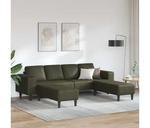 Dīvānu Komplekts 3 Pcs Armijas Zaļa Mākslīga Zamša Āda