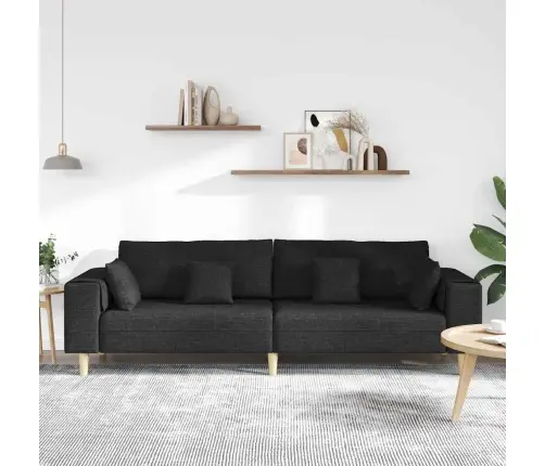 Auduma Dīvāns Ar Spilvenu Melna 208 Cm Audums