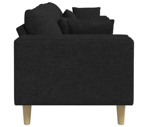 Auduma Dīvāns Ar Spilvenu Melna 208 Cm Audums