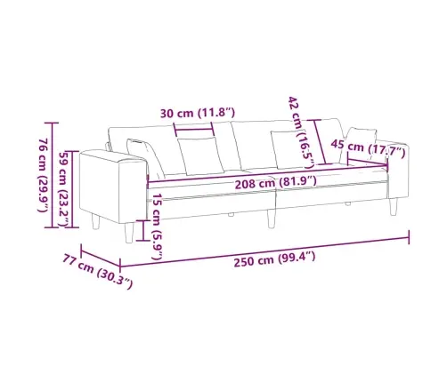 Auduma Dīvāns Ar Spilvenu Vīna Sarkans 208 Cm Audums