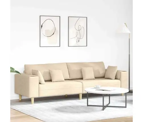 Auduma Dīvāns Ar Spilvenu Krēmkrāsa 208 Cm Audums