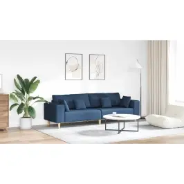 Audinio Sofa Su Pagalve Mėlyna 208 Cm Audinys