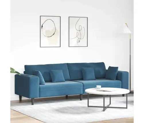 Samta Dīvāns Ar Spilvenu Ar Spilvenu Zila 208 Cm Samts Vidaxl