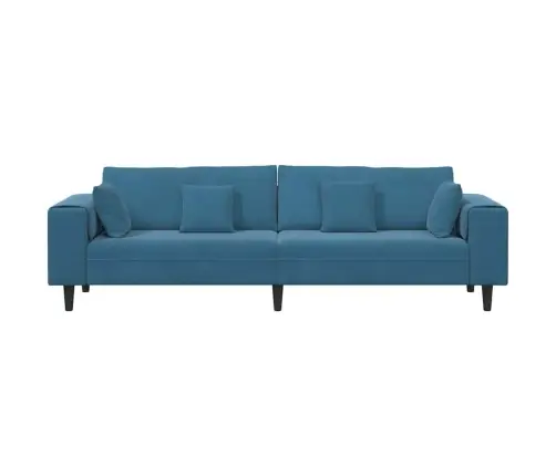 Samta Dīvāns Ar Spilvenu Ar Spilvenu Zila 208 Cm Samts Vidaxl