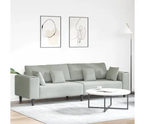 Samta Dīvāns Ar Spilvenu Ar Spilvenu Gaiši Pelēks 208 Cm Samts Vidaxl