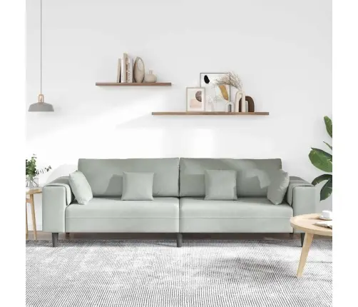 Samta Dīvāns Ar Spilvenu Ar Spilvenu Gaiši Pelēks 208 Cm Samts Vidaxl