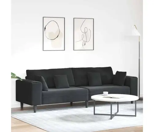 Samta Dīvāns Ar Spilvenu Ar Spilvenu Melna 208 Cm Samts Vidaxl