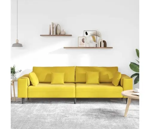 Samta Dīvāns Ar Spilvenu Ar Spilvenu Dzeltena 210 Cm Samts Vidaxl