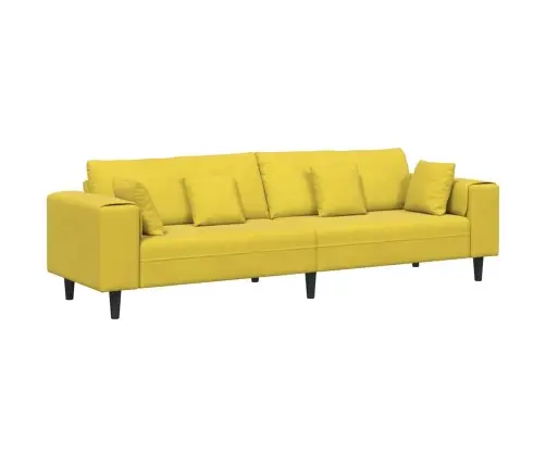 Samta Dīvāns Ar Spilvenu Ar Spilvenu Dzeltena 210 Cm Samts Vidaxl