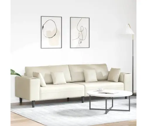 Aksominė Sofa Su Pagalve Kreminė 208 Cm Aksomas