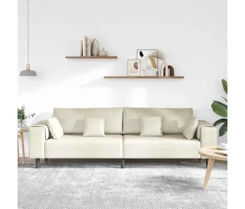 Aksominė Sofa Su Pagalve Kreminė 208 Cm Aksomas