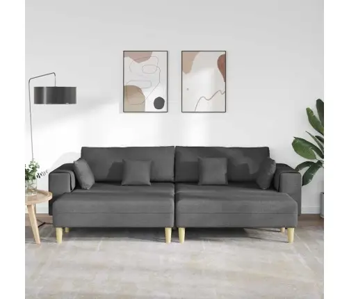 Auduma Dīvāns Ar Spilvenu 3 Pcs Tumši Pelēks 208 Cm Audums