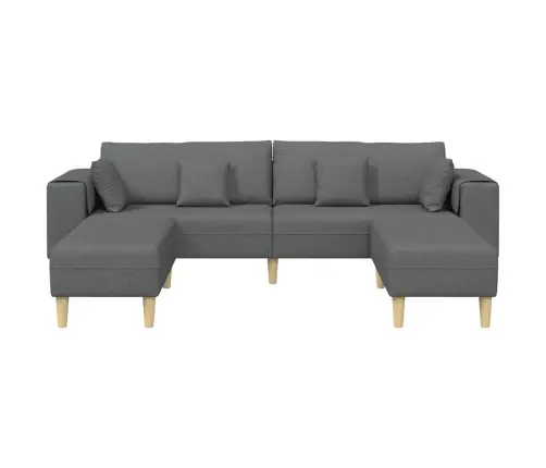 Auduma Dīvāns Ar Spilvenu 3 Pcs Tumši Pelēks 208 Cm Audums