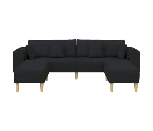 Auduma Dīvāns Ar Spilvenu 3 Pcs Melna 208 Cm Audums