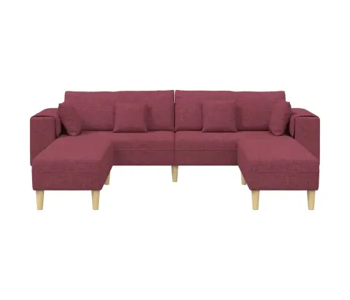 Sofa Su Pagalve 3 Pcs Vyno Raudona Audinys