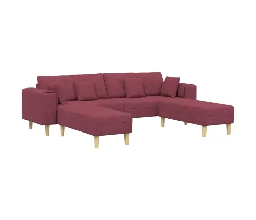 Sofa Su Pagalve 3 Pcs Vyno Raudona Audinys