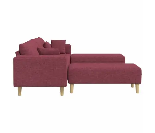 Sofa Su Pagalve 3 Pcs Vyno Raudona Audinys