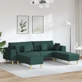 Dīvāns Ar Spilvenu 3 Pcs Tumši Zaļš Audums Vidaxl Dīvāns Ar Spilvenu 3 Pcs Tumši Zaļš Audums Vidaxl