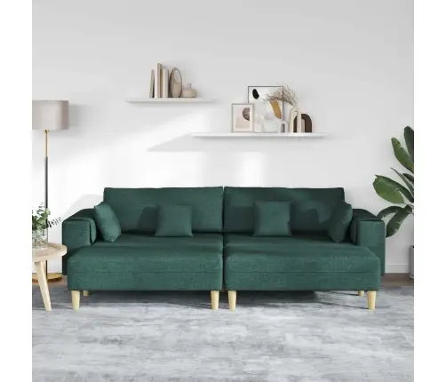 Auduma Dīvāns Ar Spilvenu 3 Pcs Tumši Zaļš 208 Cm Audums