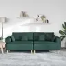 Auduma Dīvāns Ar Spilvenu 3 Pcs Tumši Zaļš 208 Cm Audums